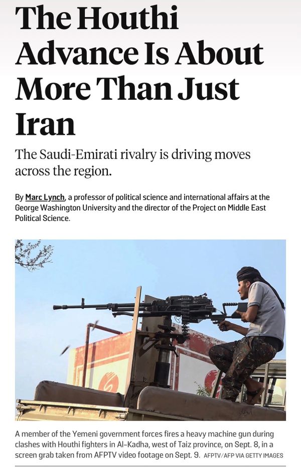 Yemen and the transregional Saudi-UAE conflict