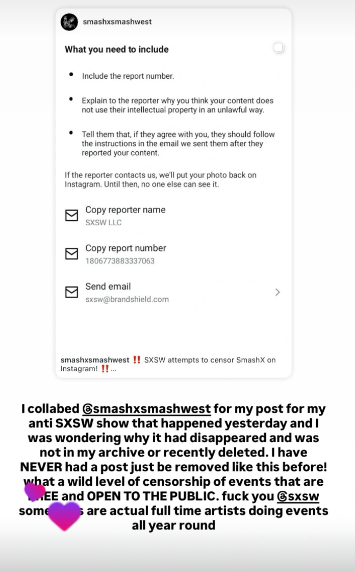 SXSW Used AI-Powered Trademark Tool To Censor Dissent on Instagram