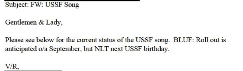 Emails Reveal Space Force’s Hardest Mission Is Writing a Song