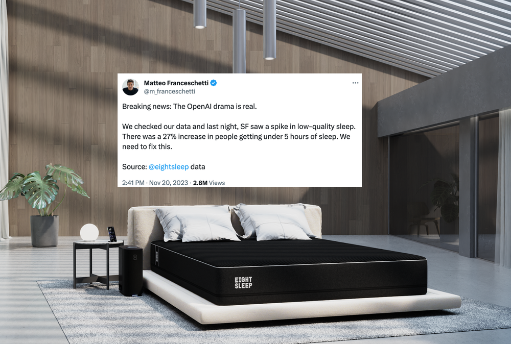 CEO Reminds Everyone His Company Collects Customers' Sleep Data to Make Zeitgeisty Point About OpenAI Drama