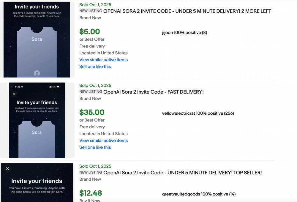 People Are Farming and Selling Sora 2 Invite Codes on eBay