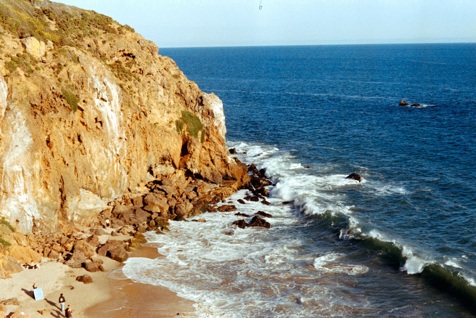 A color 35mm film photograph of Point Dume, Malibu