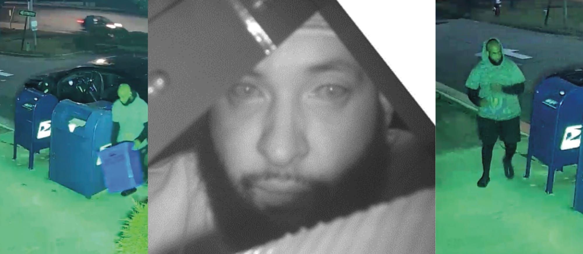 Multiple images of the alleged mail thief.
