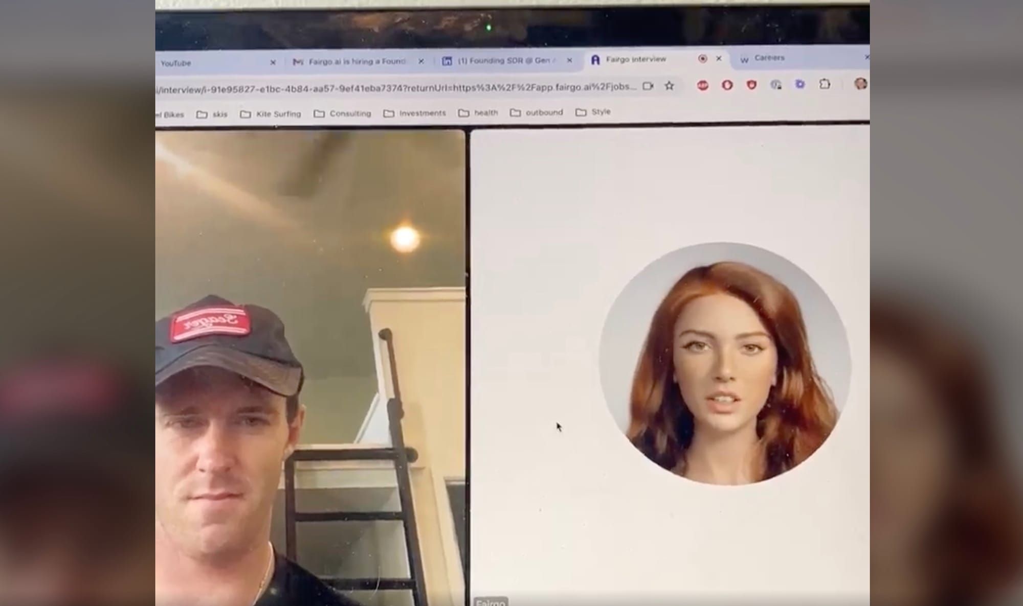 A screenshot of Ryan's video call with the AI agent.