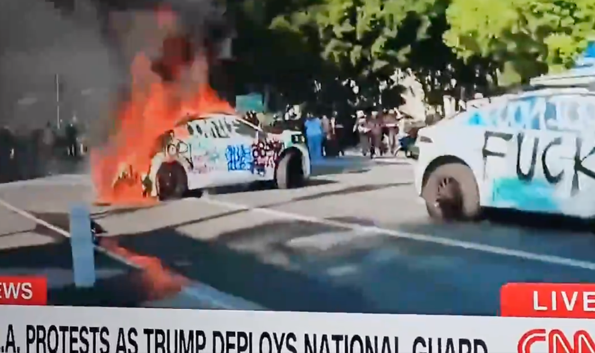 Waymo Pauses Service in Downtown LA Neighborhood Where They're Getting Lit on Fire