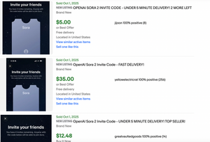 People Are Farming and Selling Sora 2 Invite Codes on eBay