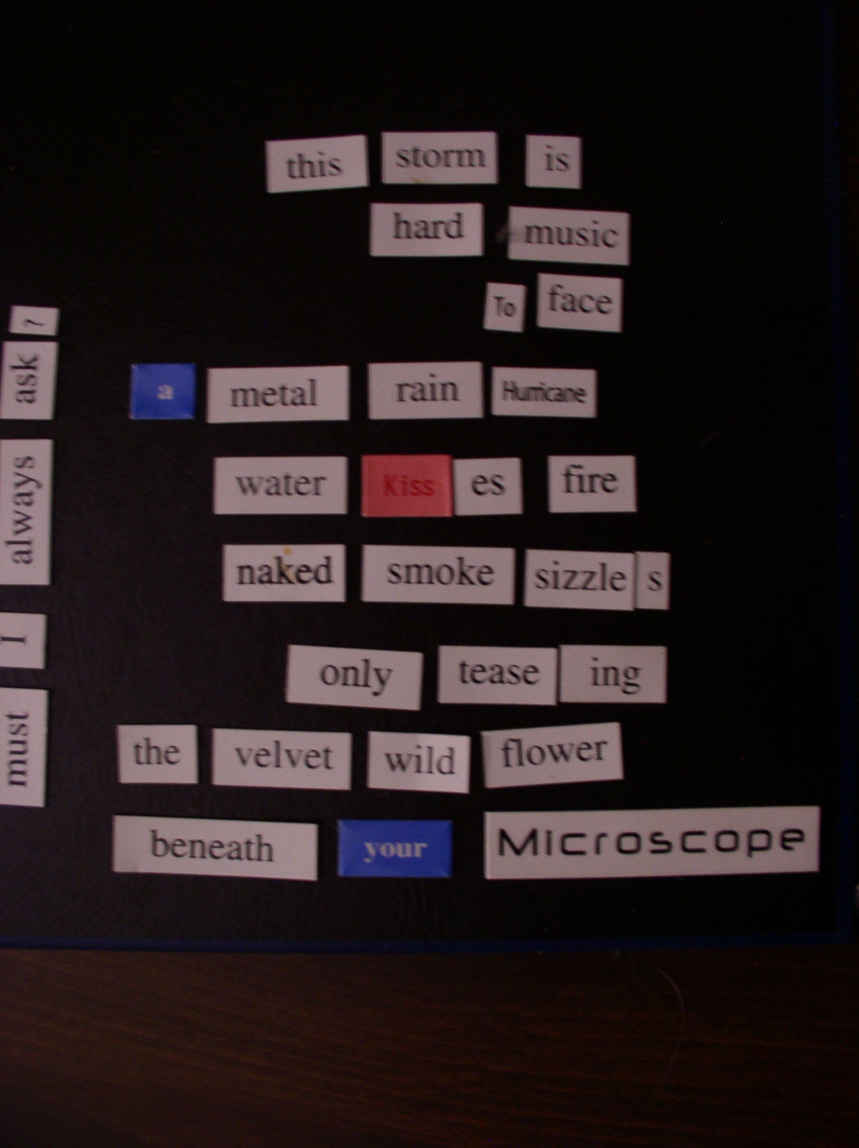 microscope-magpo1 National Poetry Writing Month Magnetic Poetry, April 26, 2009