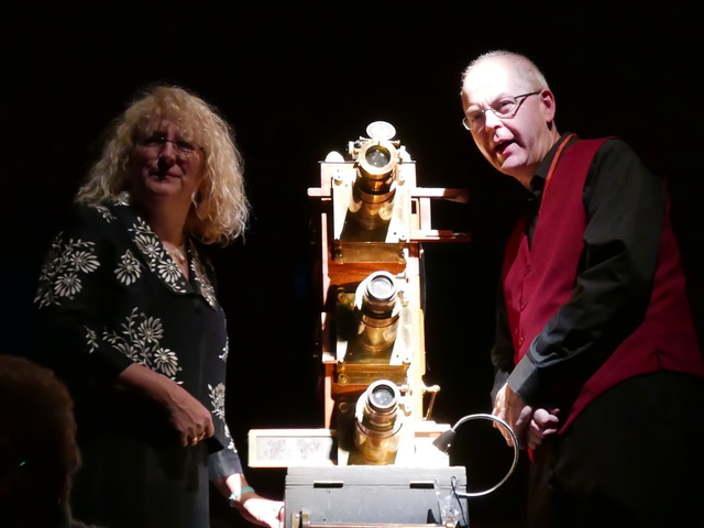 Magic lanternists Jeremy and Carolyn Brooker