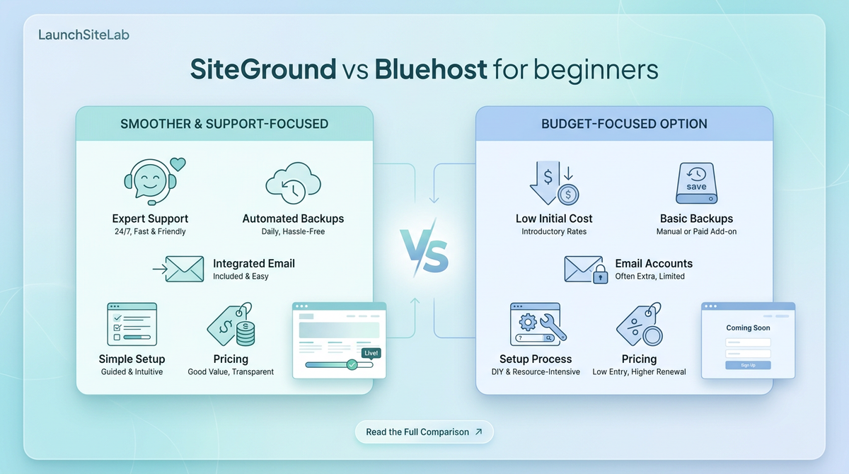SiteGround vs Bluehost for beginners