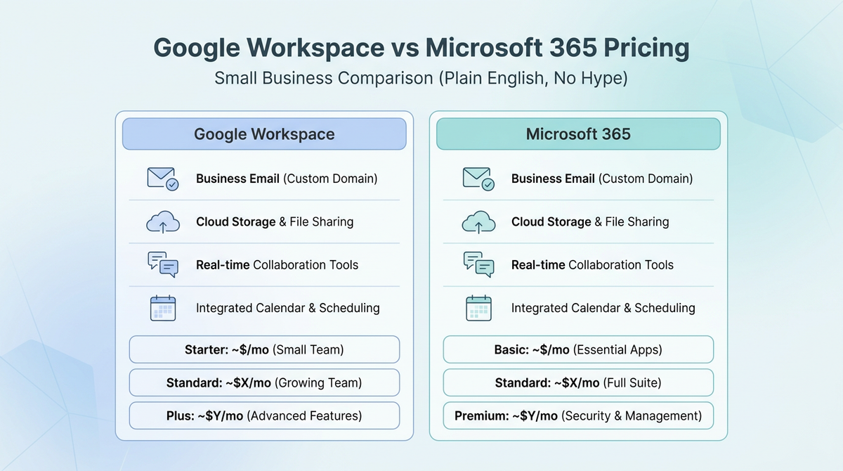 Google Workspace vs Microsoft 365 pricing for small business