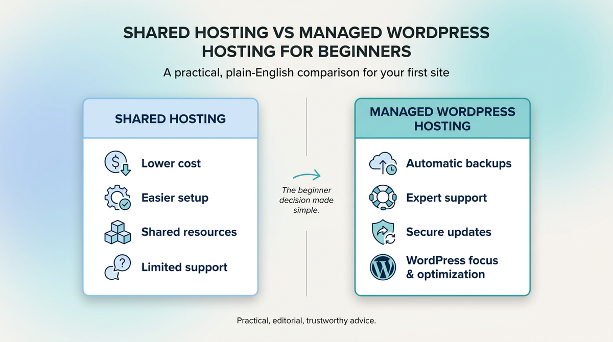 Shared hosting vs managed WordPress hosting for beginners