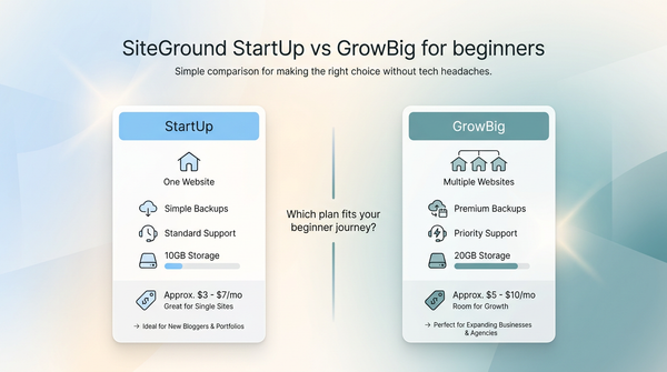SiteGround StartUp vs GrowBig for beginners