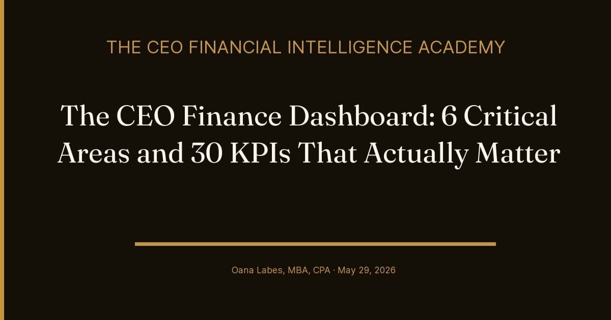 The CEO Finance Dashboard: 6 Critical Areas and 30 KPIs That Actually Matter