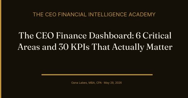 The CEO Finance Dashboard: 6 Critical Areas and 30 KPIs That Actually Matter