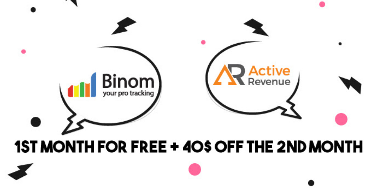 Just for ActiveRevenue users: Free first month on Binom tracker and $40 off the second month