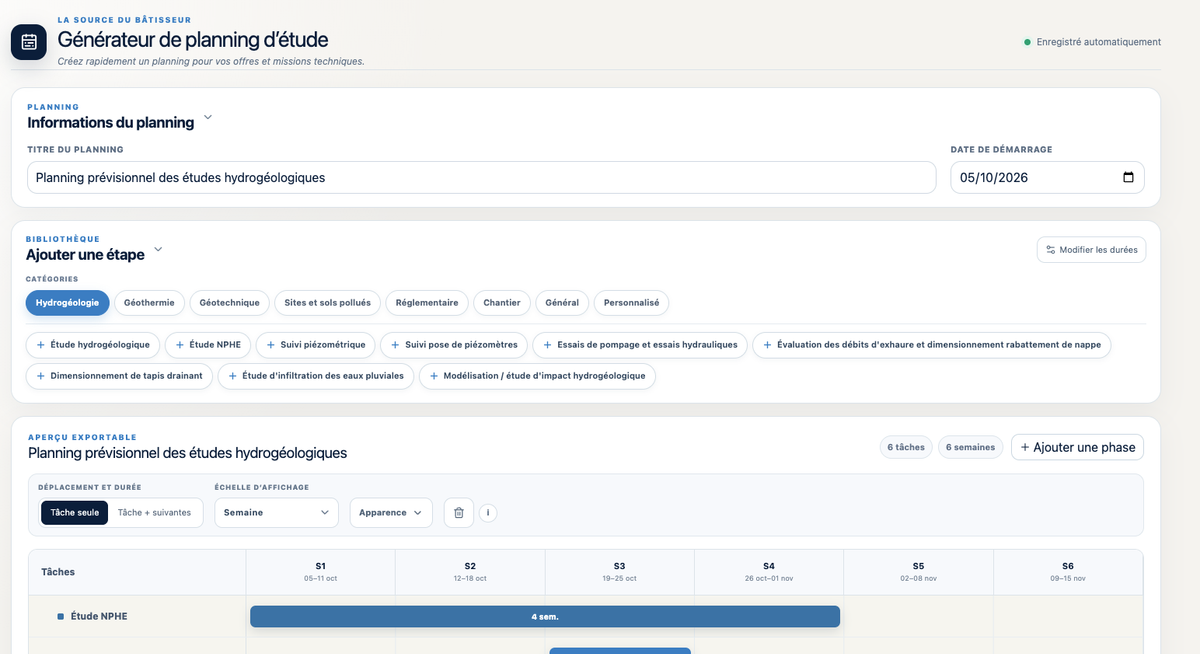 Planning Études – Générer un planning pour vos offres et études techniques