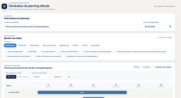 Planning Études – Générer un planning pour vos offres et études techniques