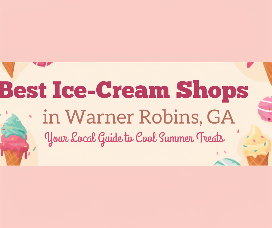 Colorful ice cream cones and scoops representing the best ice cream shops in Warner Robins, GA