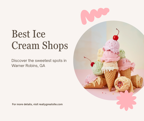 Best ice cream shops in Warner Robins, GA - colorful illustration of ice cream cones