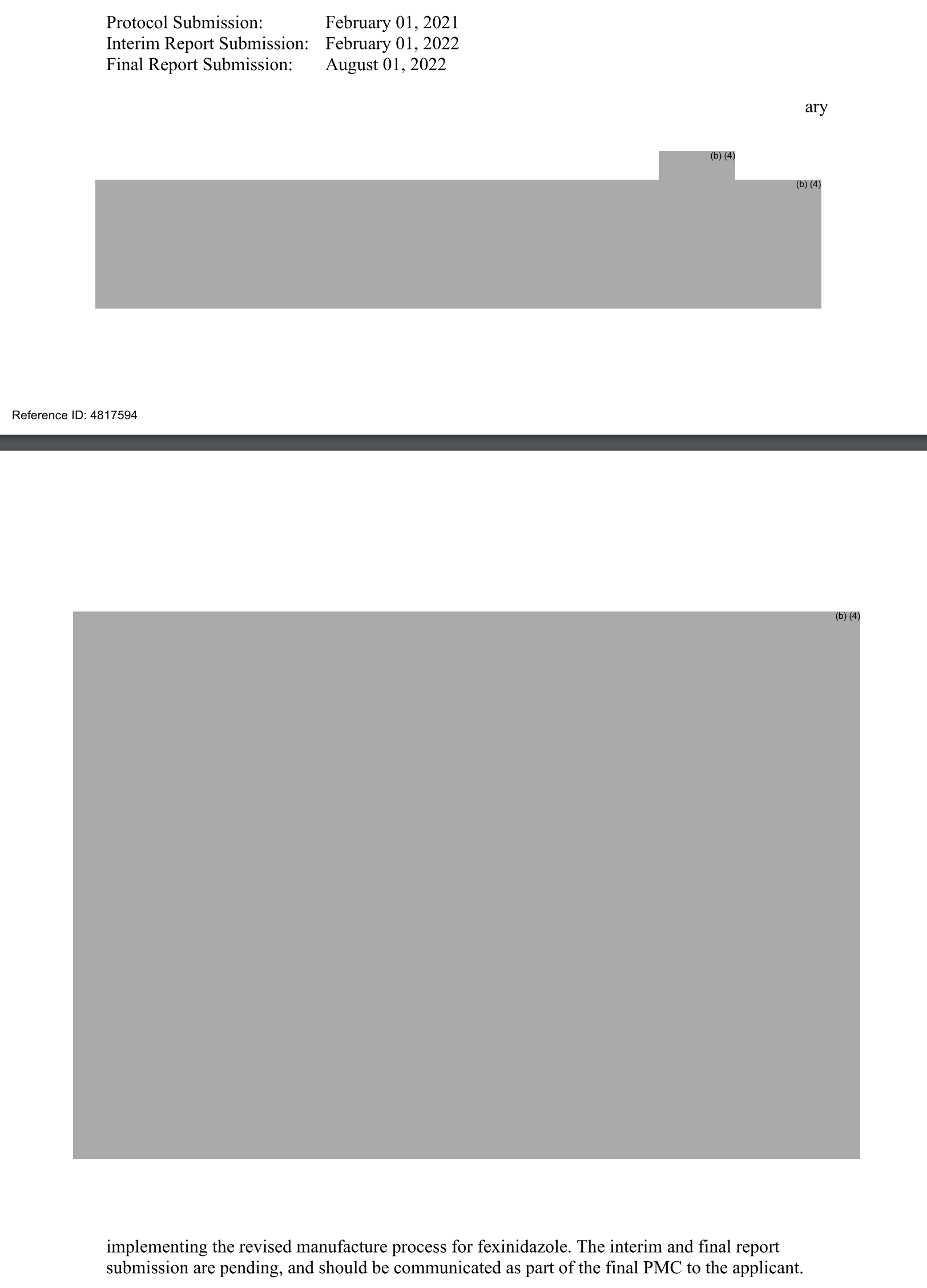 Second excerpt from fexinidazole review documents