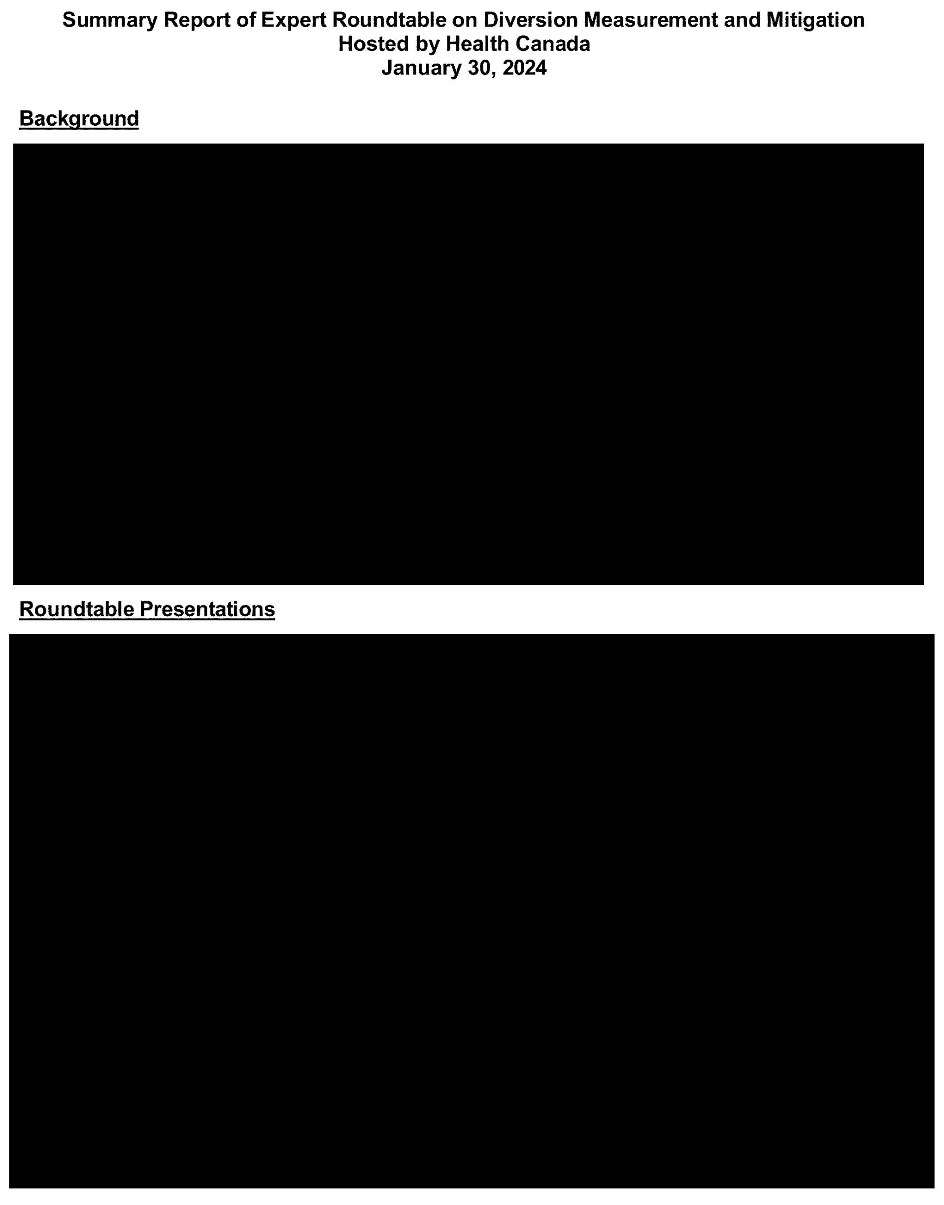 Background: redacted. Roundtable presentations: redacted.