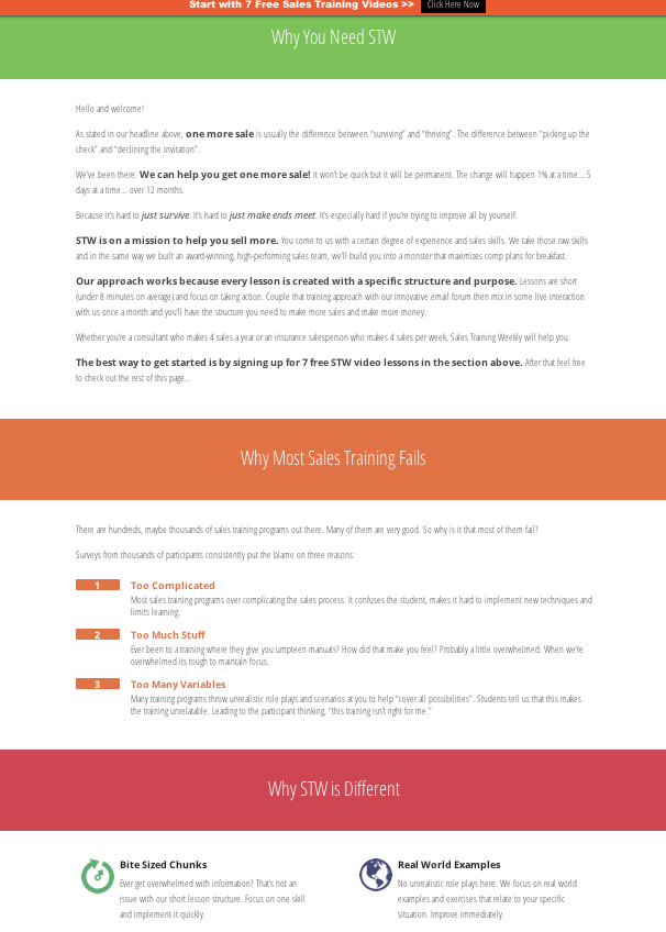 Sales Training Weekly Text Shot