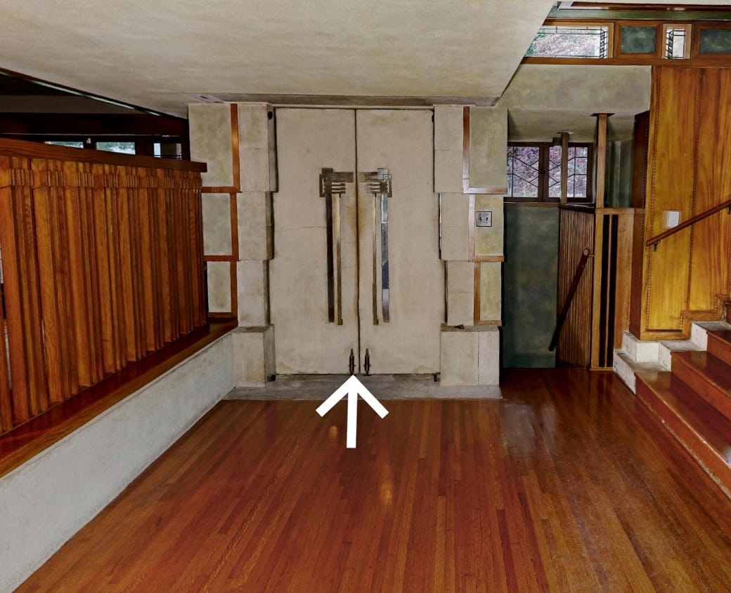 hollyhock house heavy doors from the inside foyer