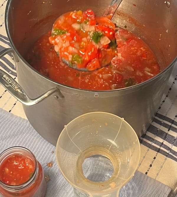 salsa being canned for storage and gifts