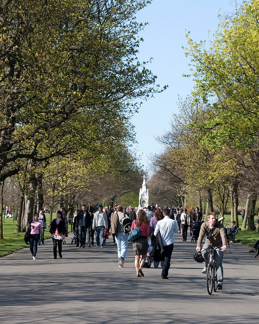 people walking in regents park london via wikimedia