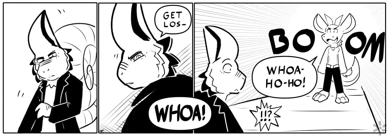 Clayton: GET LOS- / Sam: WHOA! WHOA-HO-HO! (BOOM) Clayton: !!?