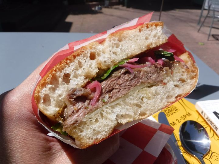 a good sandwich - the braised lamb sandwich at uqbar