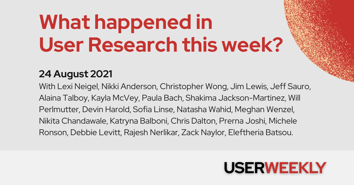 User Weekly: Tuesday, 24 August