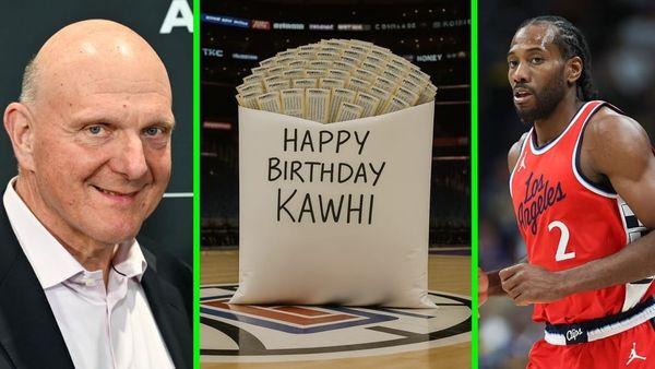 Steve Ballmer Gifts Kawhi Leonard Early Birthday Card Stuffed with $28 Million in Powerball Tickets