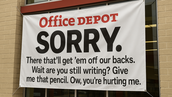 Office Depot Prints Charlie Kirk Apology Banner