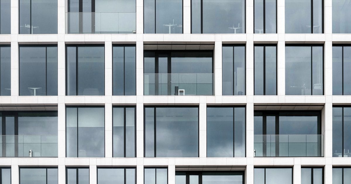 Modern building facade with repeating windows