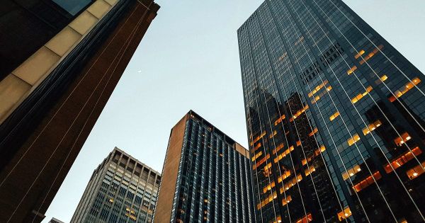 Cluster of high-rise office towers