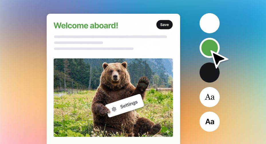 Welcome email design settings