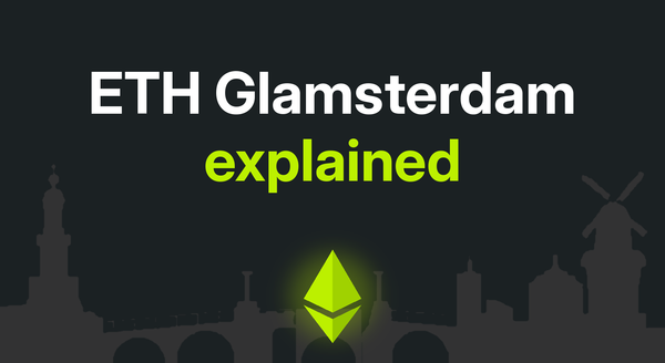 Banner: ETH Glamsterdam explained, over the Amsterdam skyline with a glowing ETH diamond