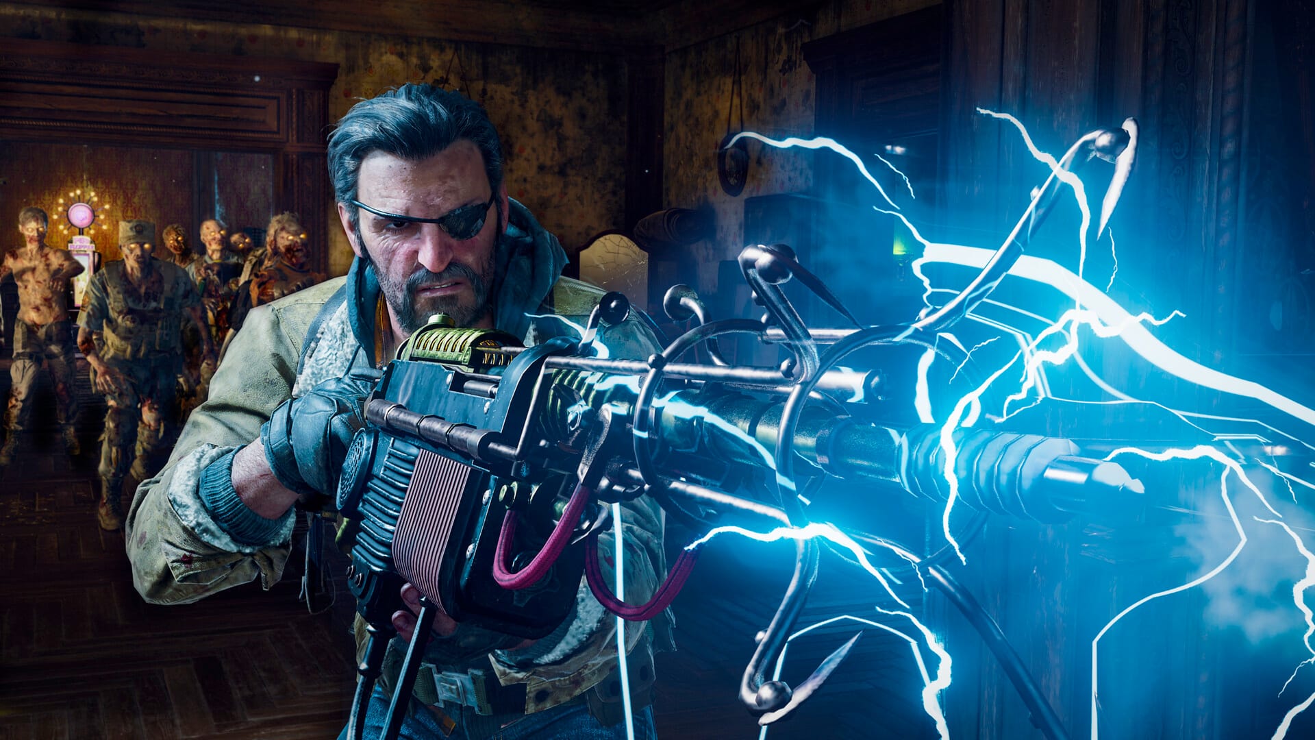 Call of Duty®: Black Ops 6 screenshot showing man shooting electric rifle