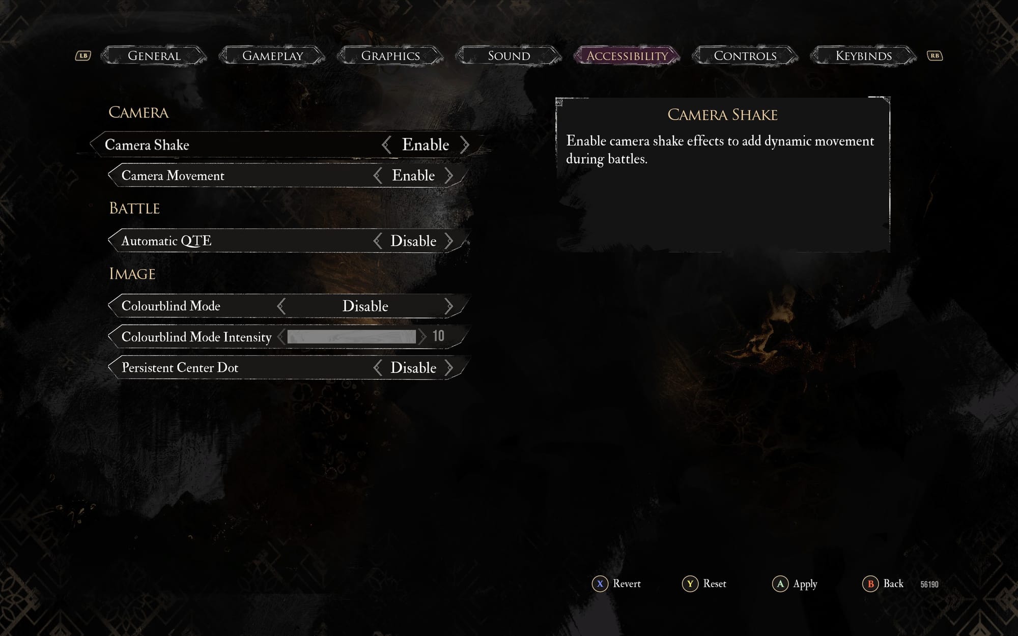 Accessibility Settings Menu in Expedition 33