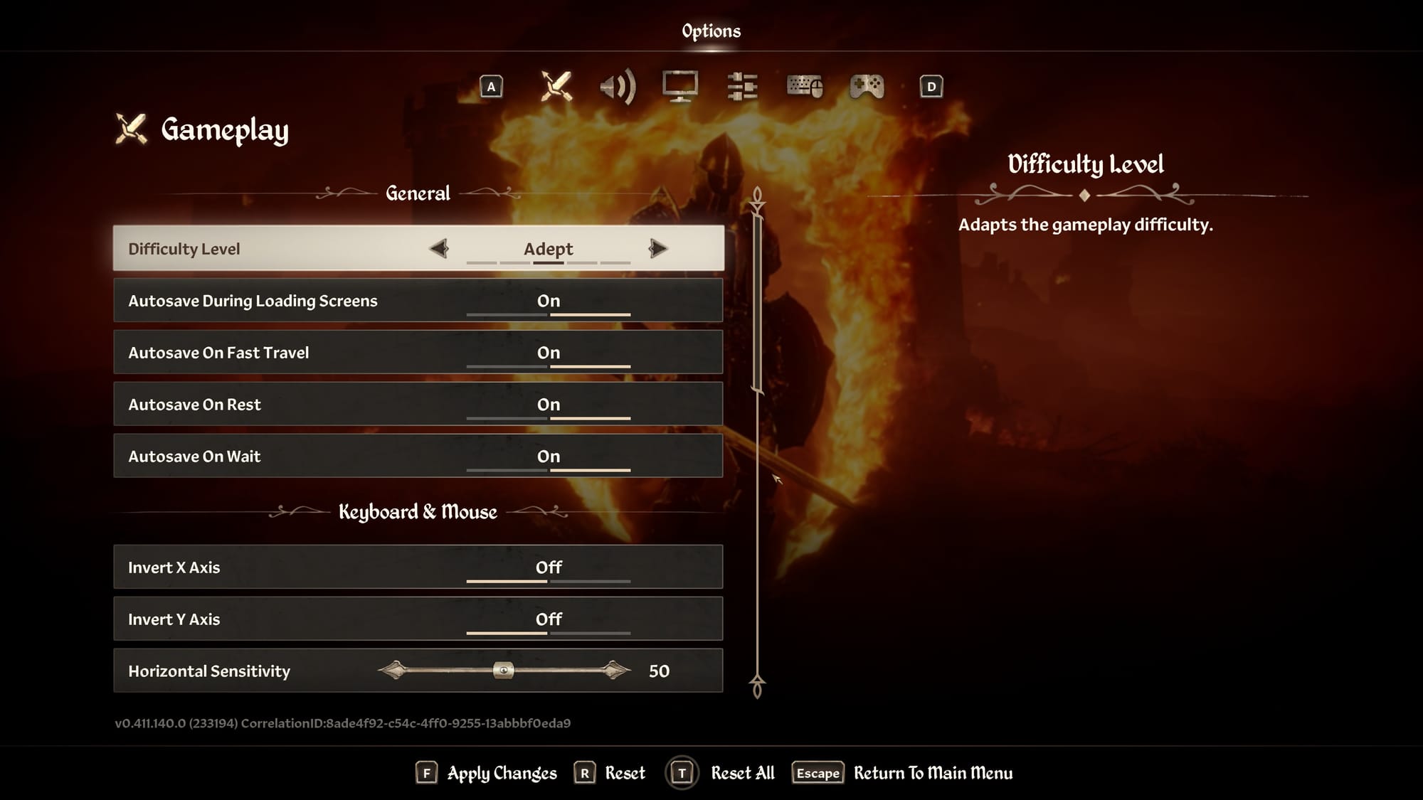 Elder Scrolls IV Oblivion Remastered Gameplay Settings Menu