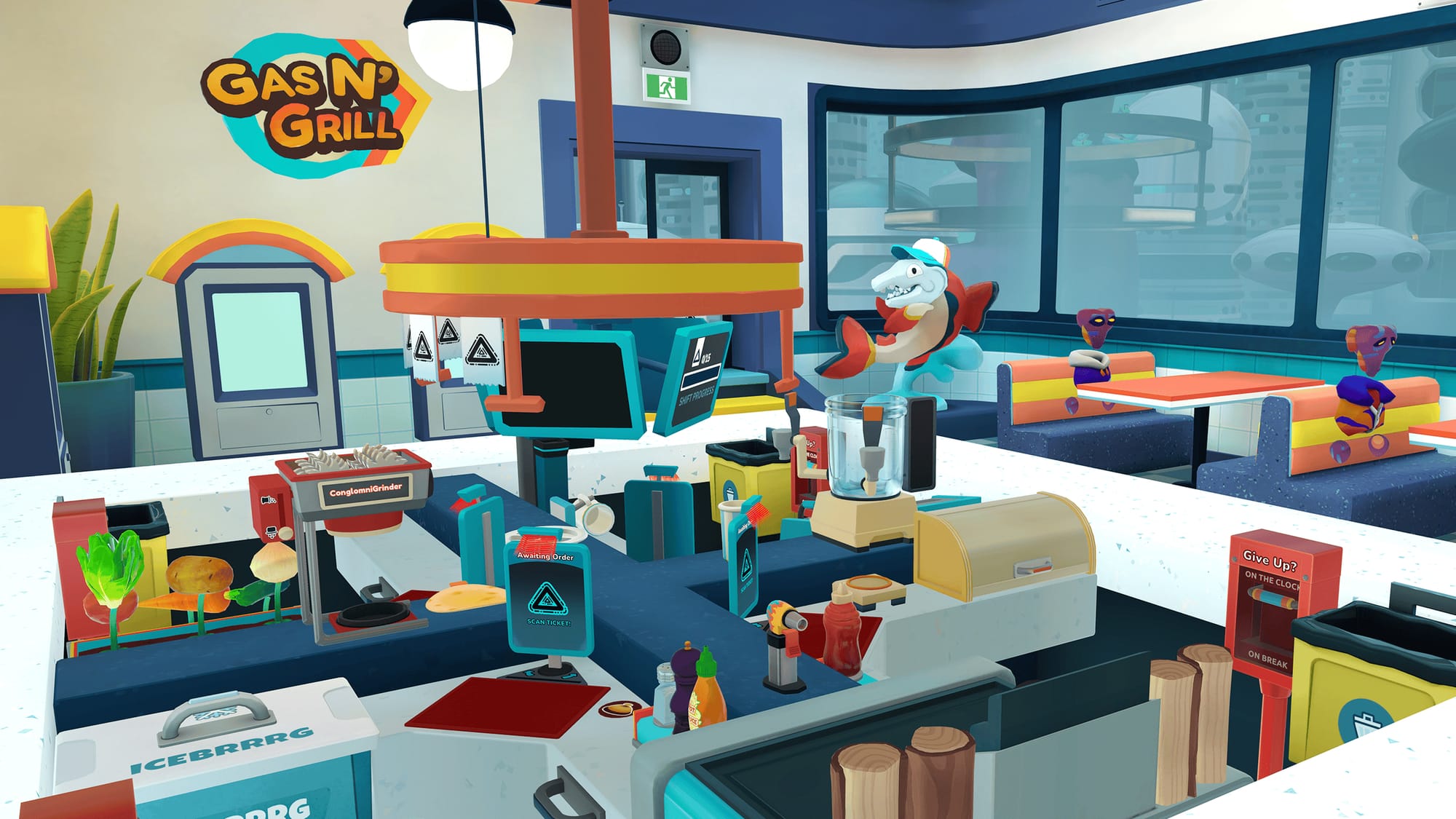 Gas n' Grill diner scene for Dimensional Double Shift