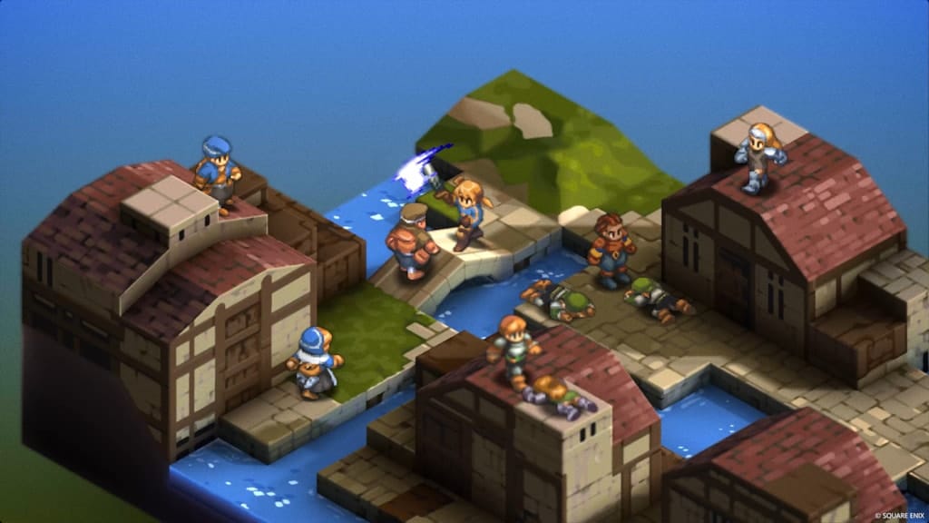 Battle taking place in a town.