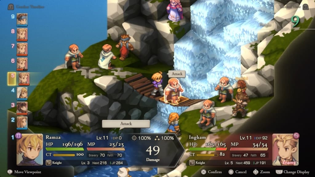 The Enhanced version showing updated UI, including a turn order, outlines, and descriptive text.
