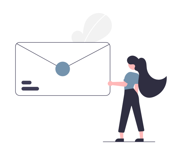 A woman holding a large sealed envelope.