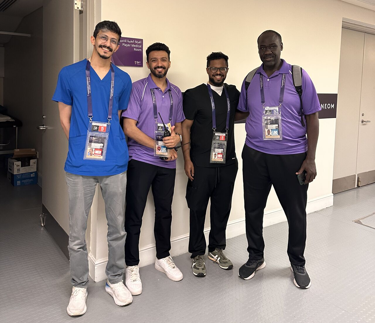 Dr. Yazid Antar serving as assistant venue medical officer during the Jeddah finals of the Elite AFC Champions League Cup with SAFF and AFC medical teams.