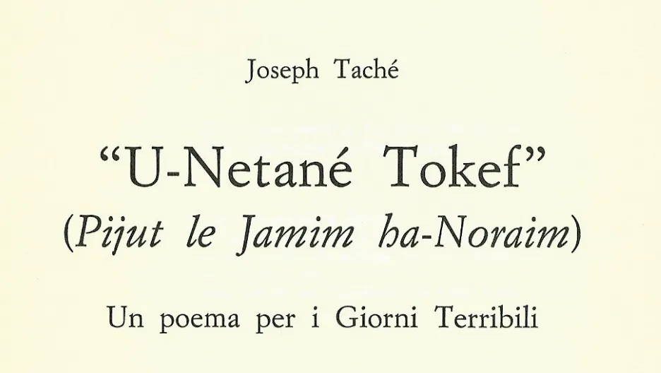 Untanè Tokef - Un poema per i Giorni Terribili