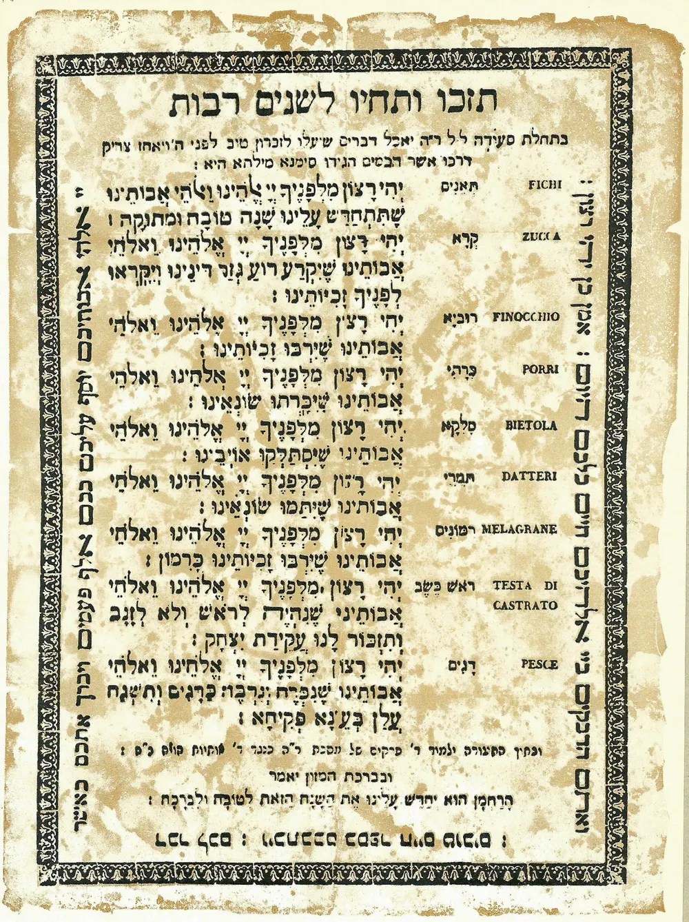 🎧 Una lezione sul Seder di Rosh Hashanà