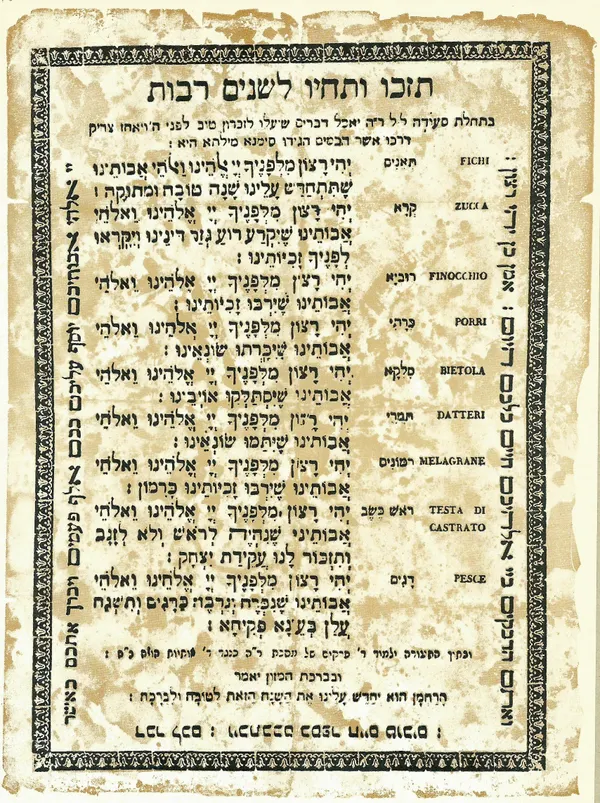 🎧 Una lezione sul Seder di Rosh Hashanà