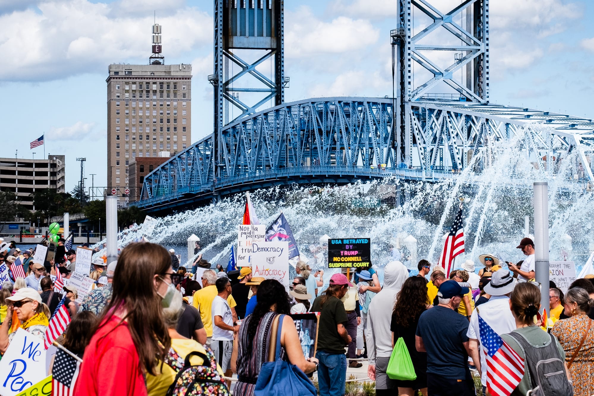 Protesters outside the MOSH